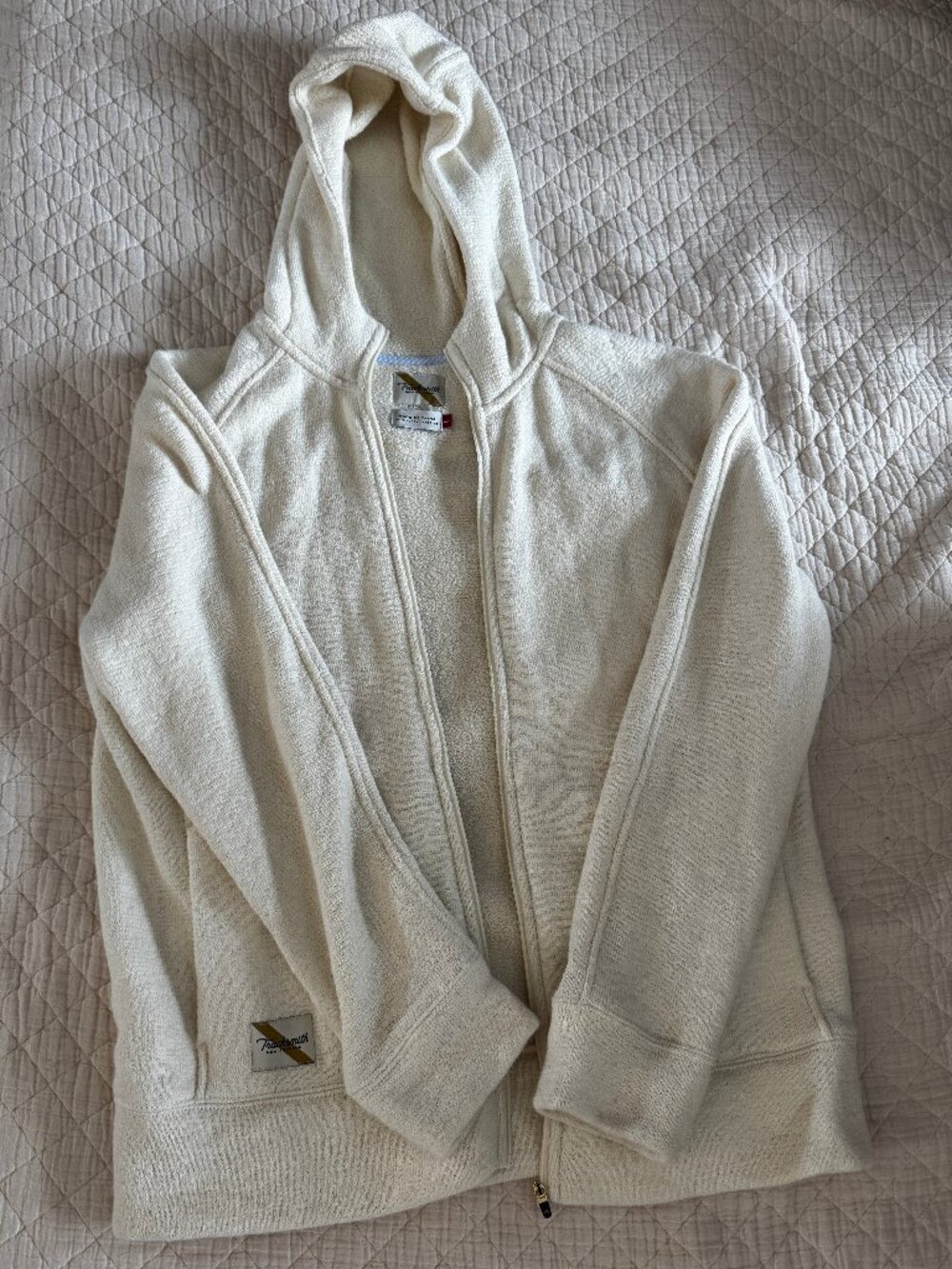 Tracksmith Women's Hooded Freya Jacket Cream Full Zip with Pockets Size Large